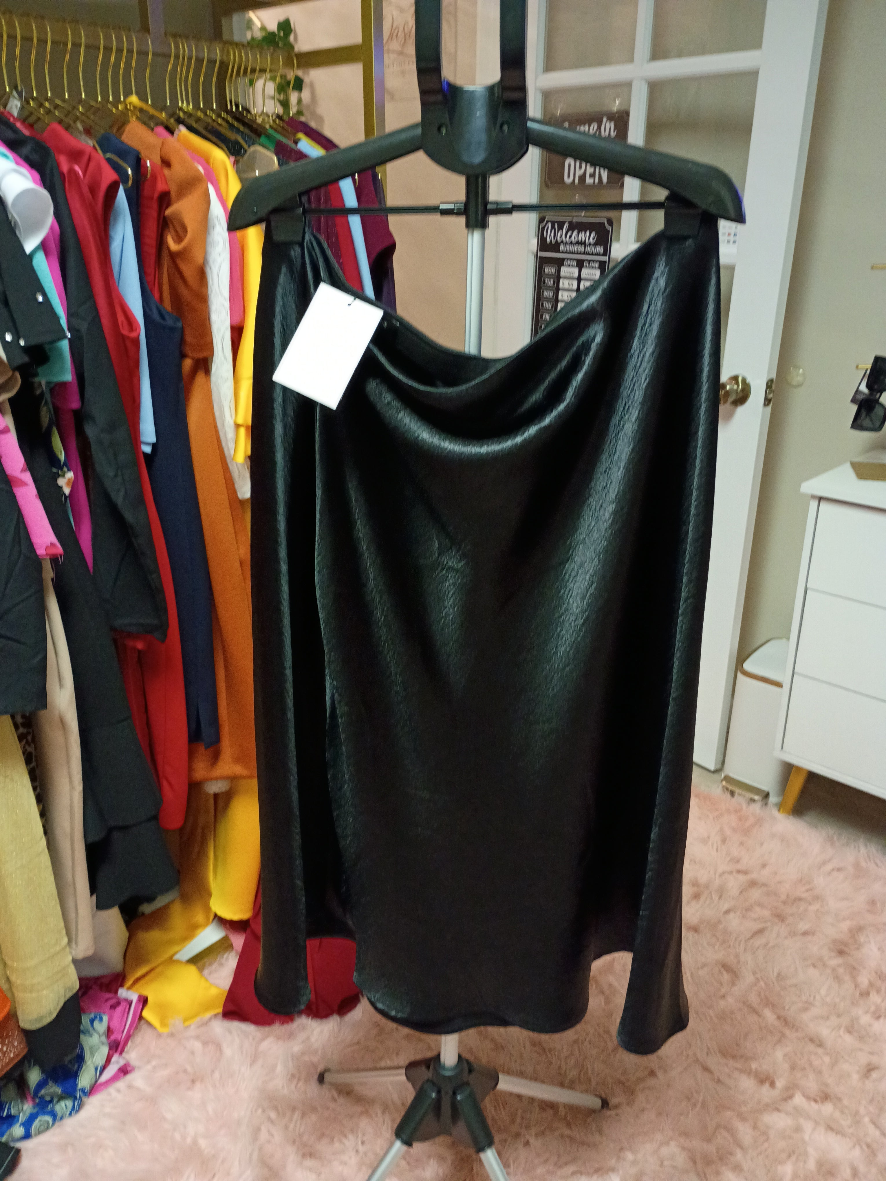 Black Satin Skirt - CALLIGRAPHIE