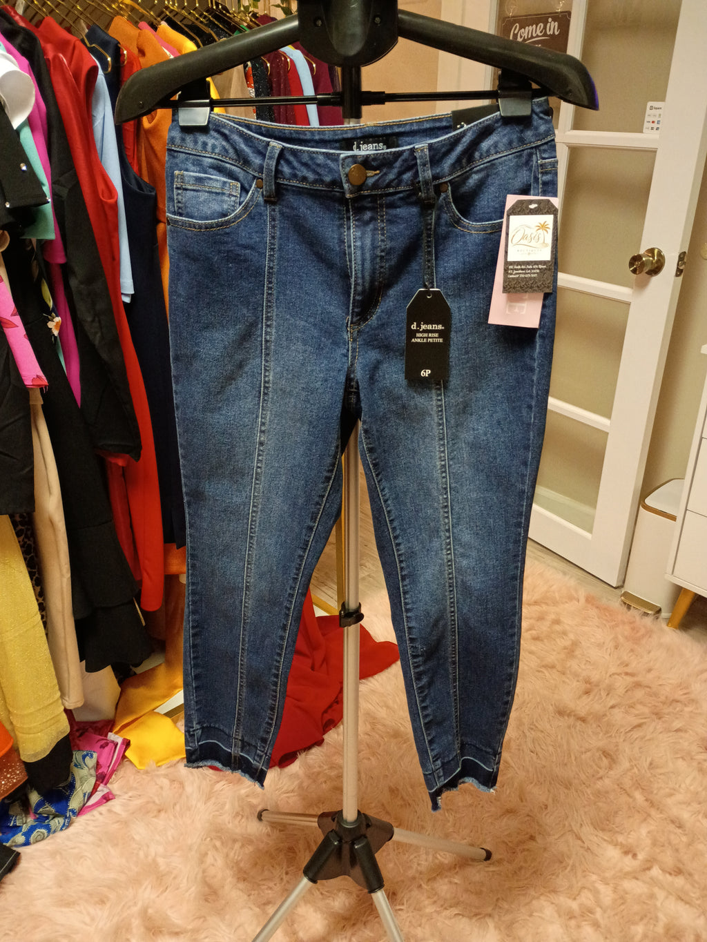 Blue High-Rise Ankle Petite Jeans - d.jeans