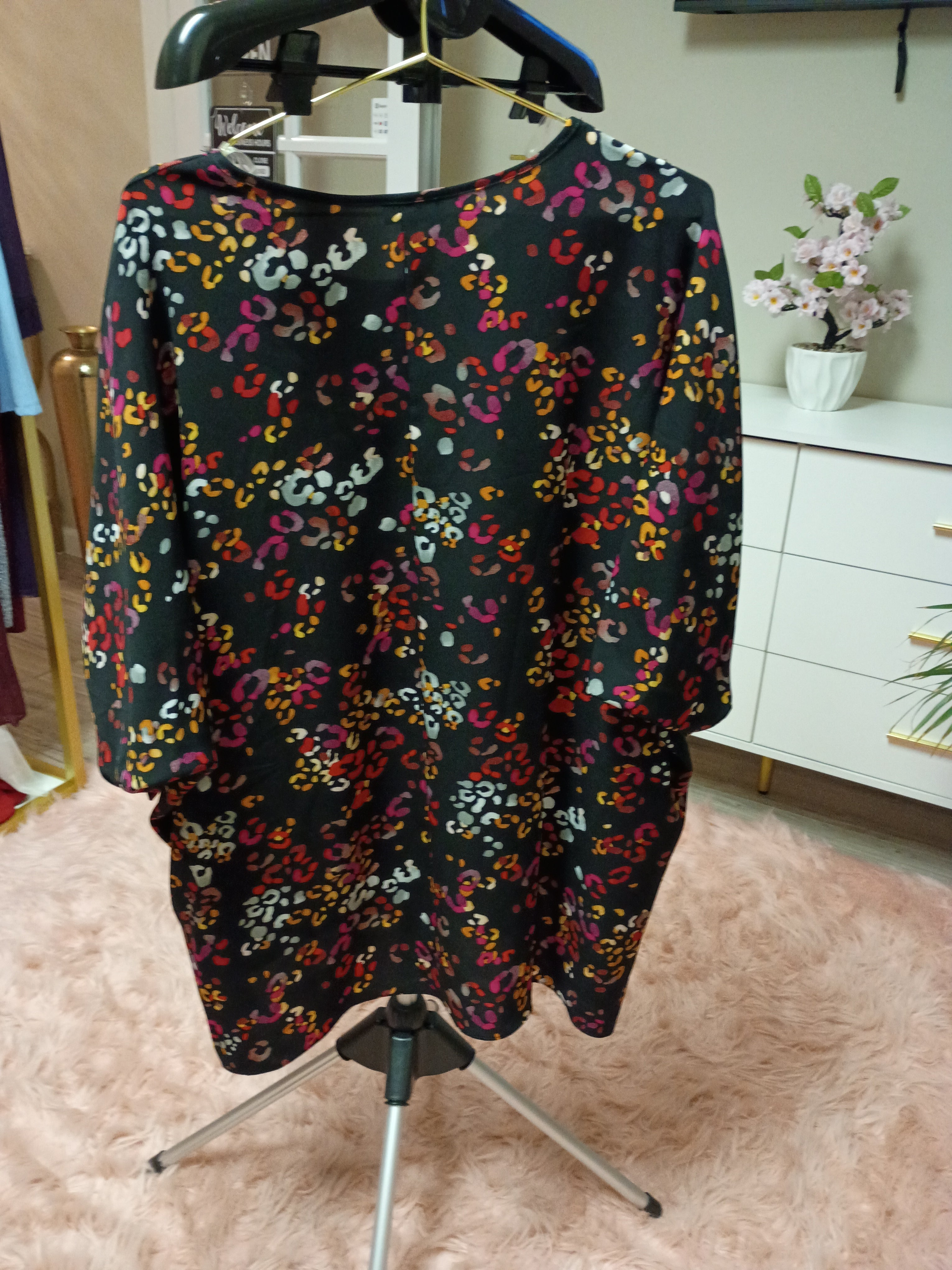 Black Multicolor Abstract Print Blouse - Spin U.S.A.
