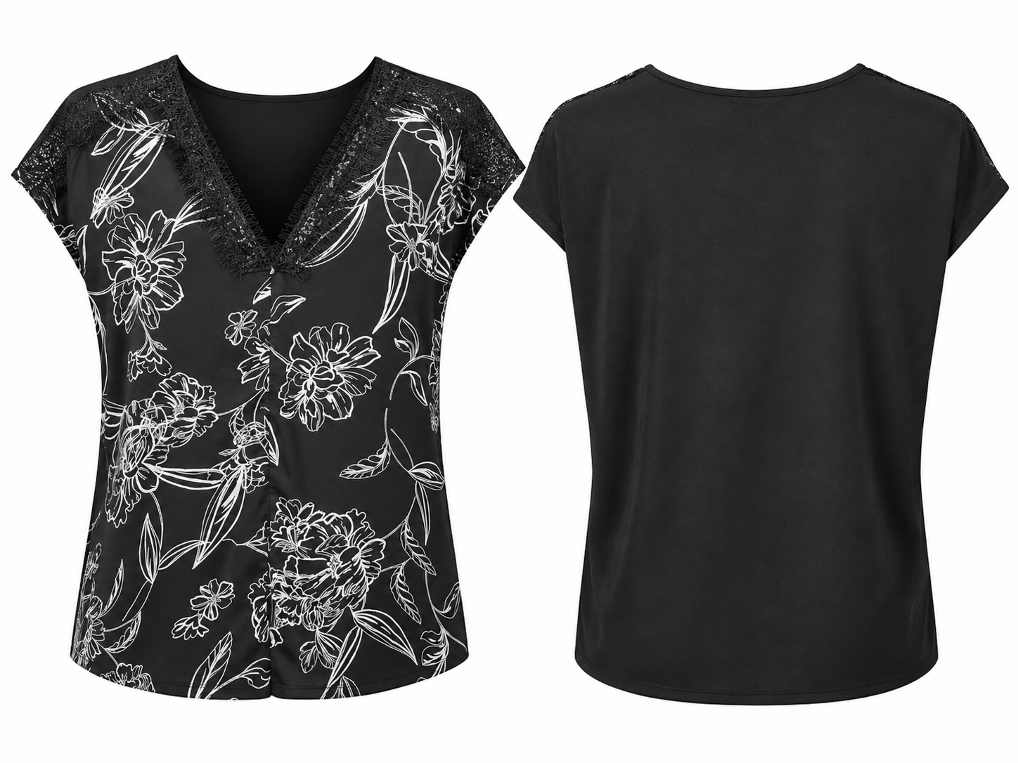 Fred David Chic Black & White Floral Blouse