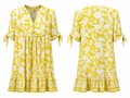 Fred David Yellow & White Floral Tie-Sleeve Dress