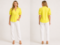 Yellow Puff-Sleeve Blouse - dalin.