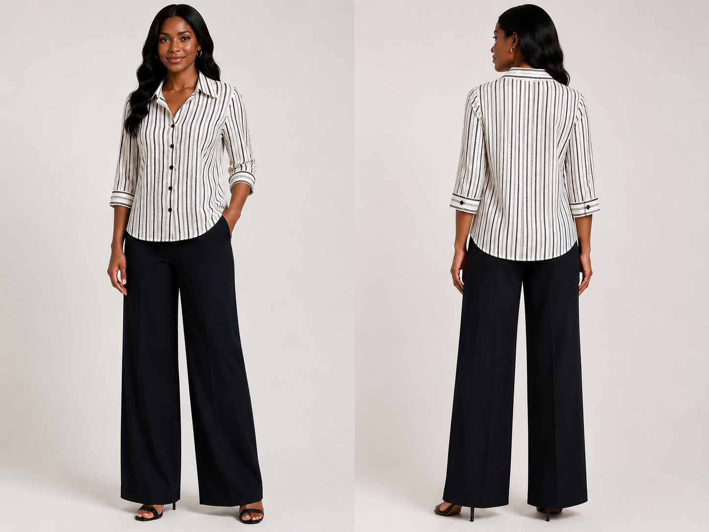 Striped Shirt Wide-Leg Pants Catalog View by Sara Michelle