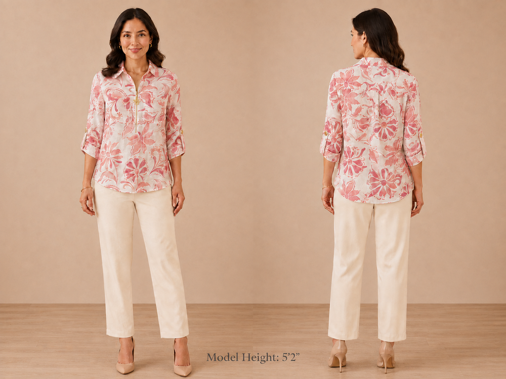 Coral-Pink Floral and Paisley-Inspired Print by Hope & Harlow