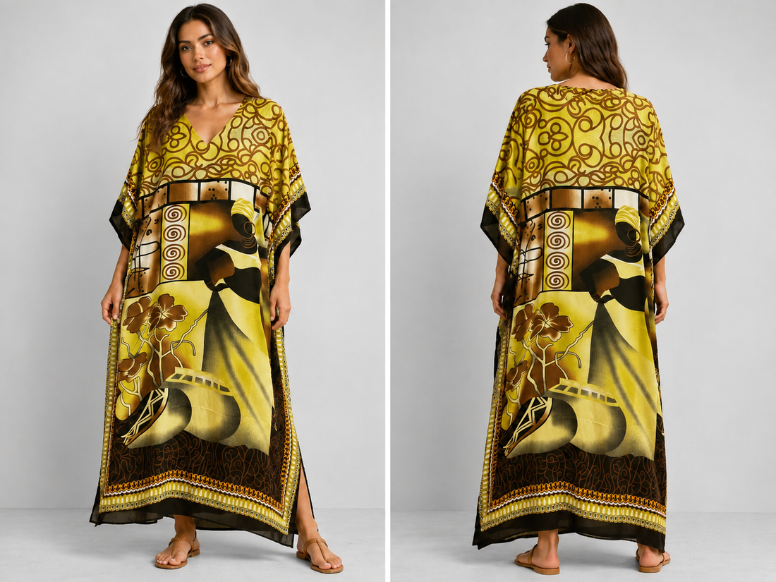 One-Size Artistic Print MuuMuu Maxi Dress