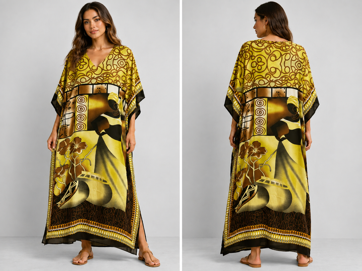 One-Size Artistic Print MuuMuu Maxi Dress