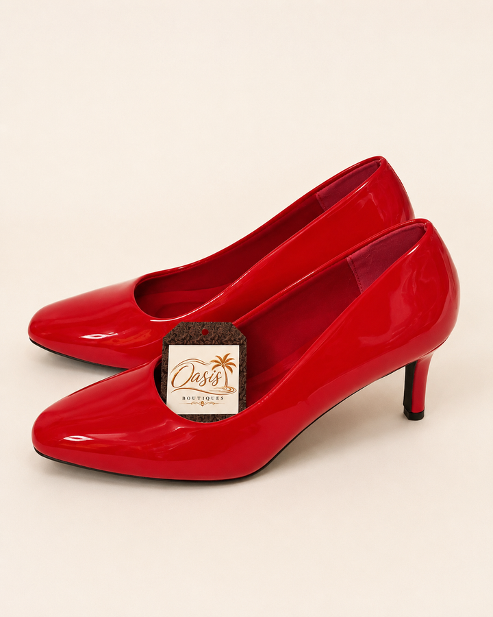 Red Patent Pointed Toe Pumps - Pierre Dumas