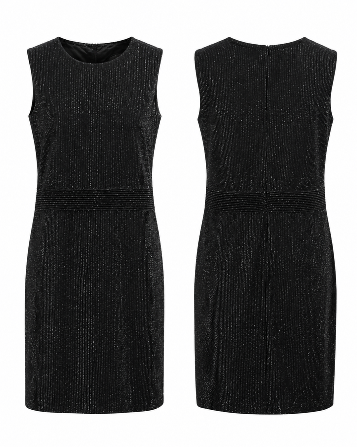 Black Silver Shimmer Sleeveless Dress - Love The Queen