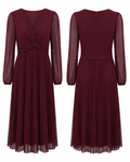 Burgundy Shimmer Pleated Dress - Maison Tara