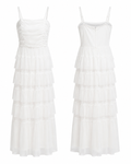 White Tiered Ruffle Maxi Dress - Candalite Petite