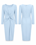 Light Blue Twist-Front Midi Dress - Sexycherry