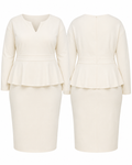 Ivory Peplum Midi Dress – Runwind