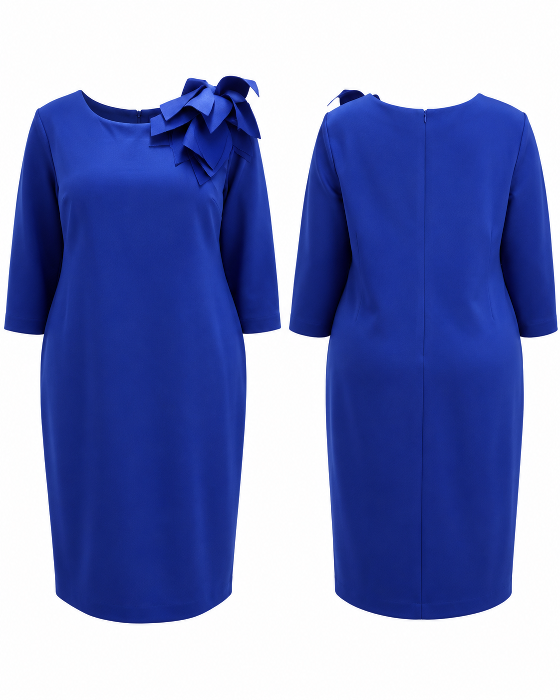 Royal Blue Bow-Shoulder Sheath Dress – Dresses by Nubiano