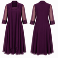 Plum Lace & Sequin Chiffon Dress - R&M Richards Petite