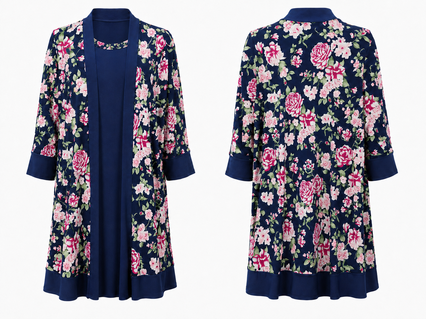 Navy Floral Two-Piece Dress Set - Marina