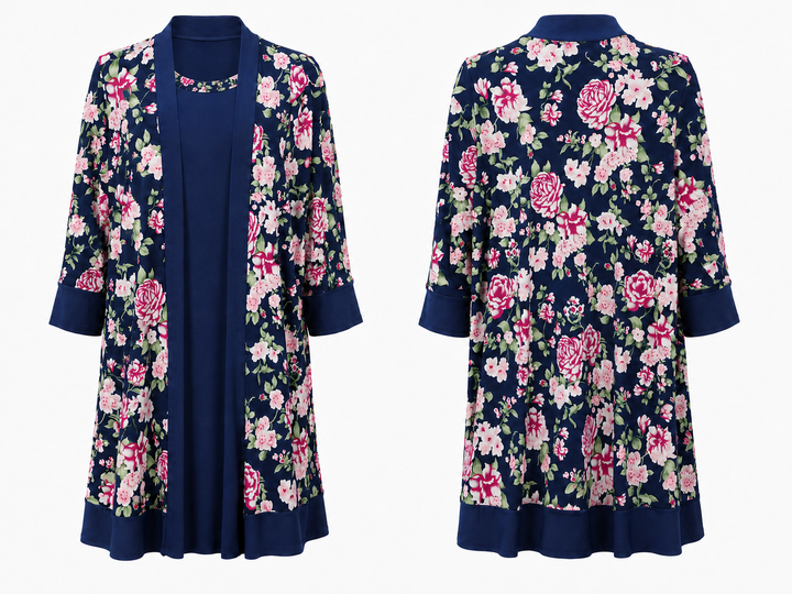 Navy Floral Two-Piece Dress Set - Marina