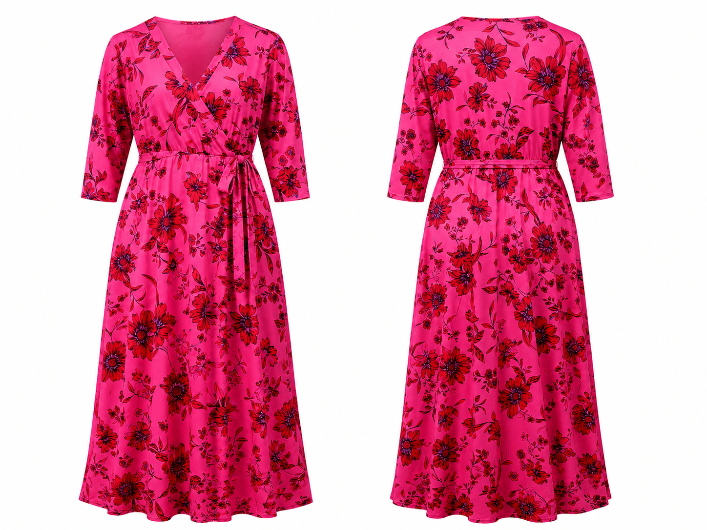 Pink Floral Wrap Maxi Dress - Spin U.S.A.