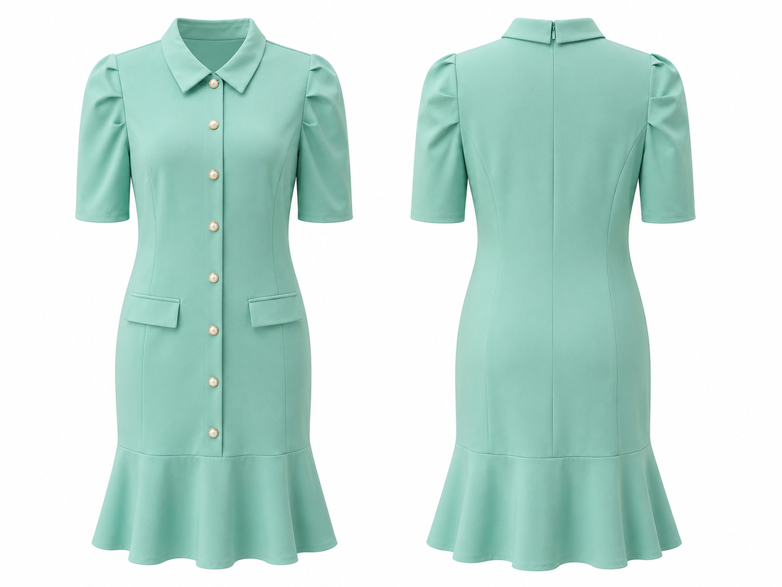 Mint Green Button-Front Flounce Dress – Shelby & Palmer