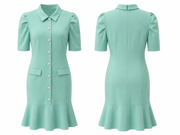 Mint Green Button-Front Flounce Dress – Shelby & Palmer