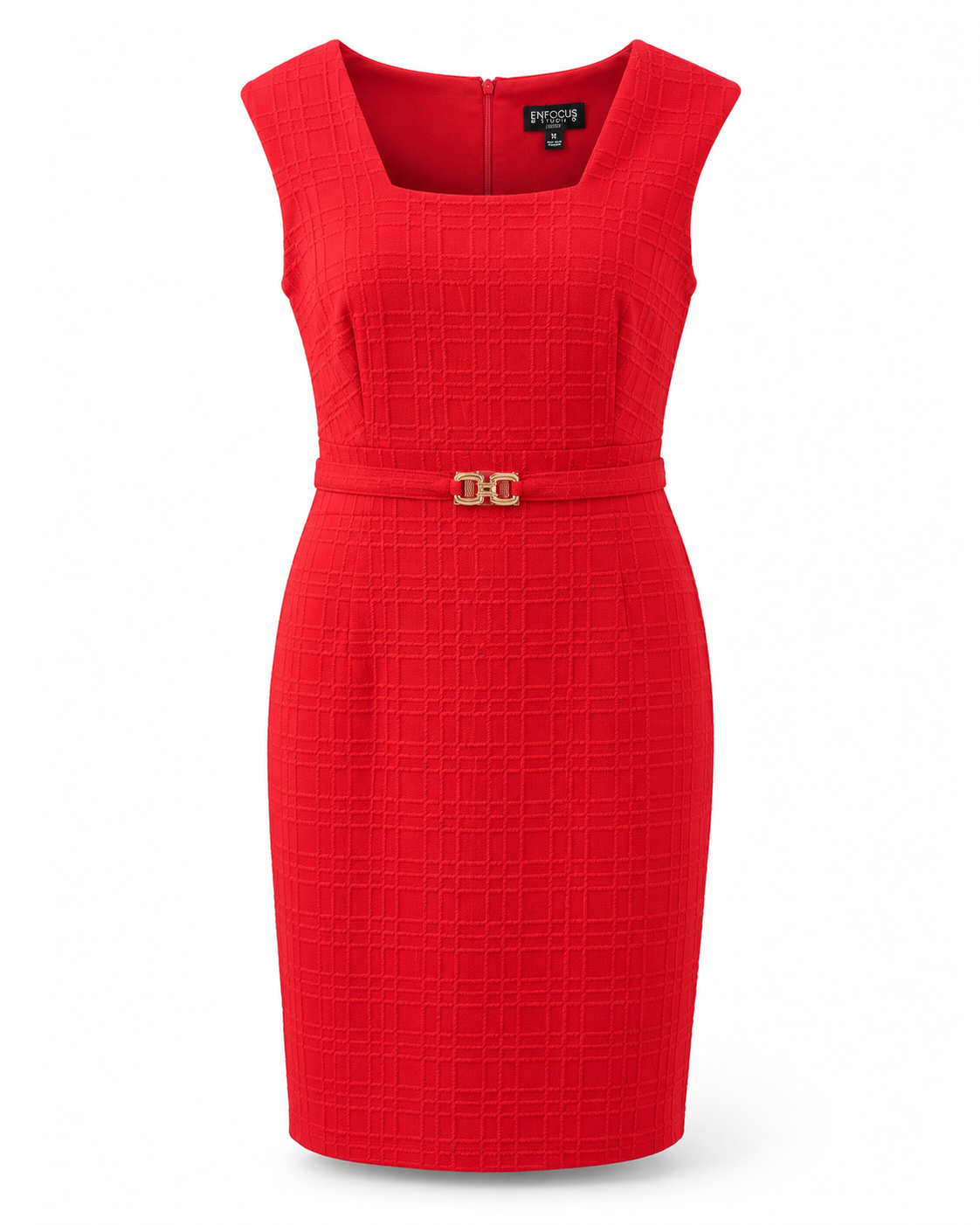 Red Textured Sheath Dress - Enfocus Studio