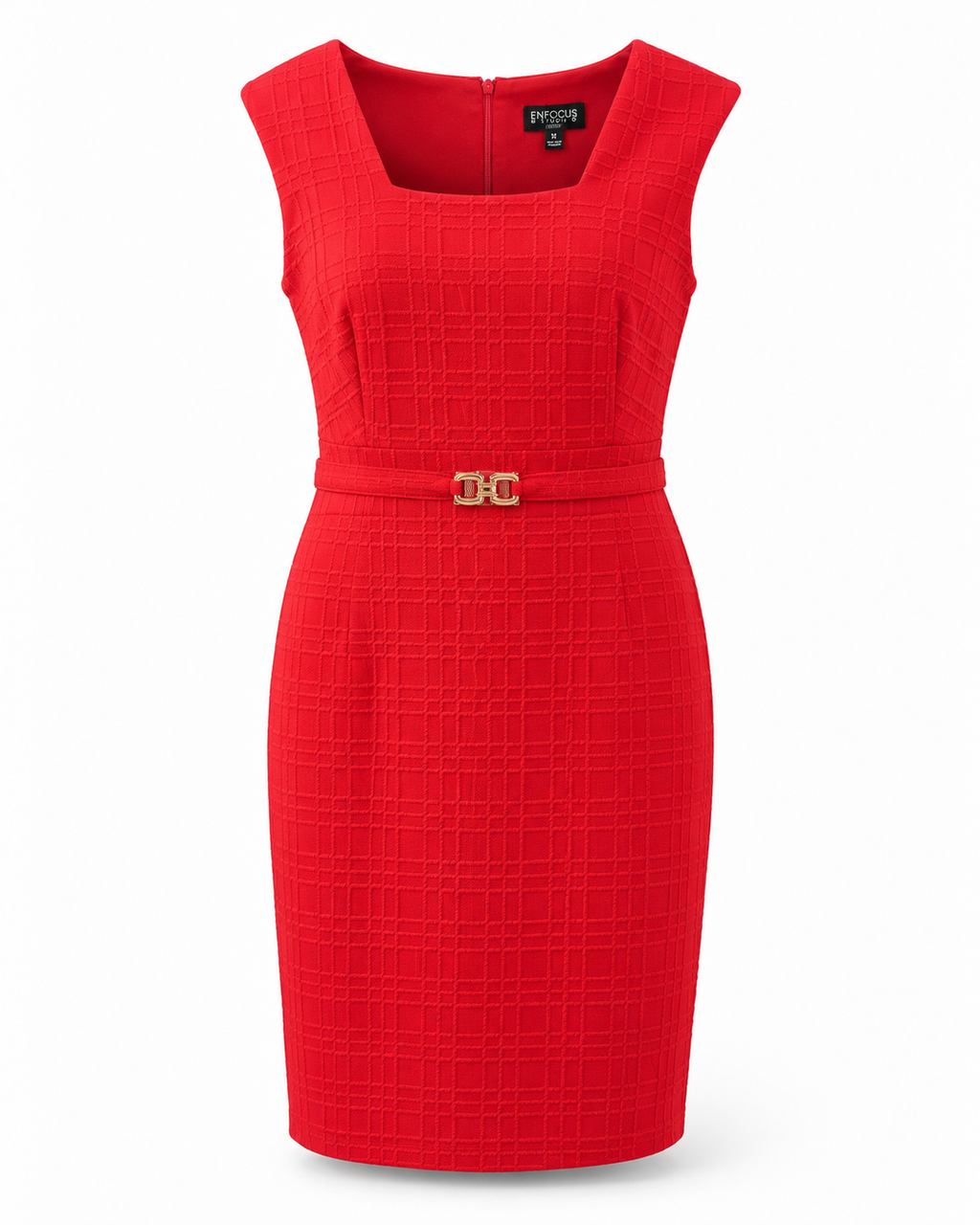 Red Textured Sheath Dress - Enfocus Studio