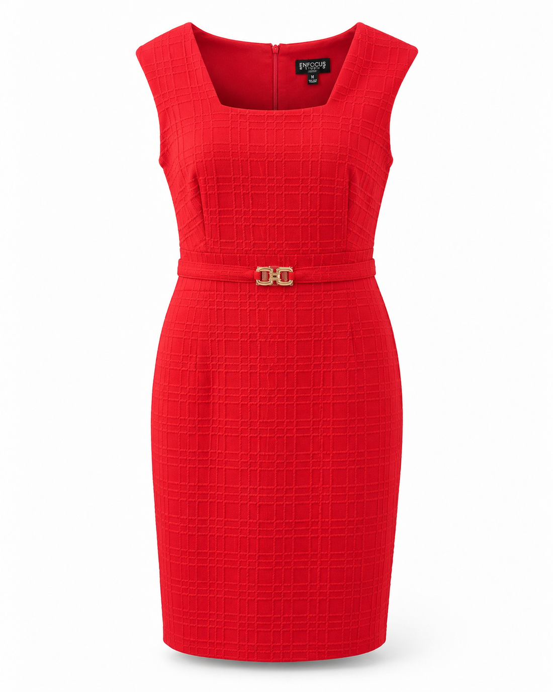 Red Textured Sheath Dress - Enfocus Studio