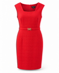 Red Textured Sheath Dress - Enfocus Studio