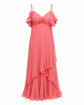 Coral Pink Ruffle Maxi Dress - R&M Richards