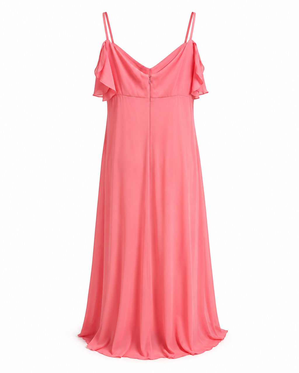 Coral Pink Ruffle Maxi Dress - R&M Richards