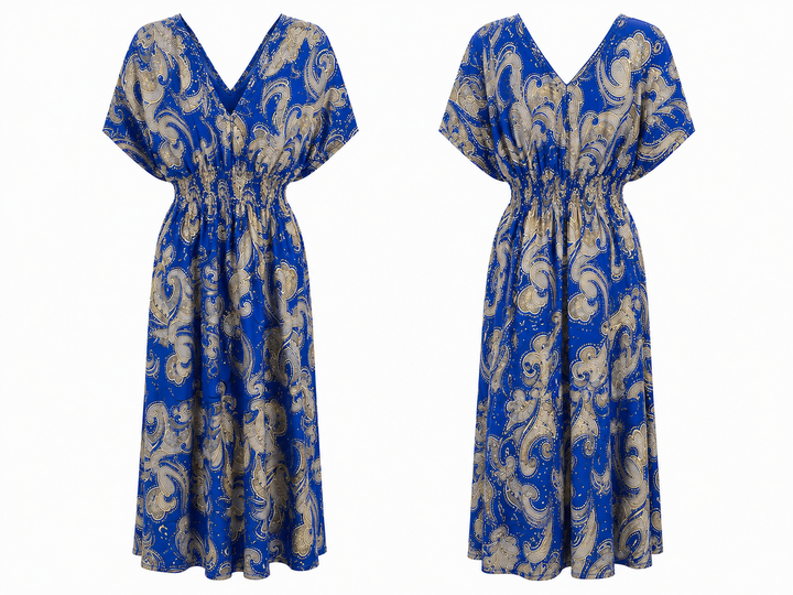 Blue Paisley Smocked Maxi Dress - Seven Islands