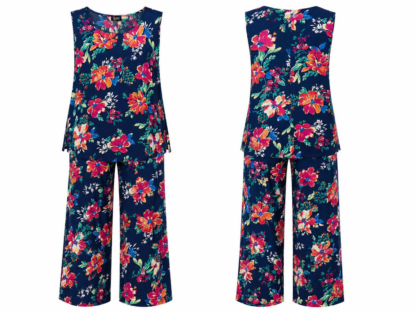 Floral Bright Rich Navy (2 piece set) - Spin U.S.A