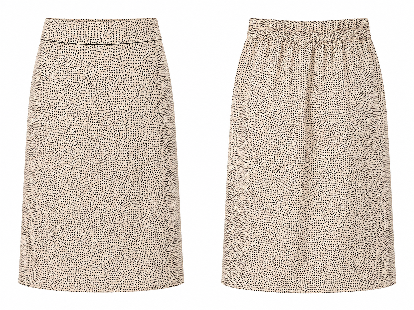 One by Chapter One minimal beige skirt with black dots