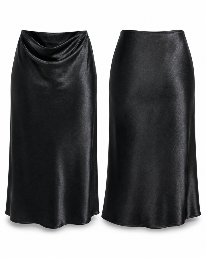 Black Satin Skirt - CALLIGRAPHIE
