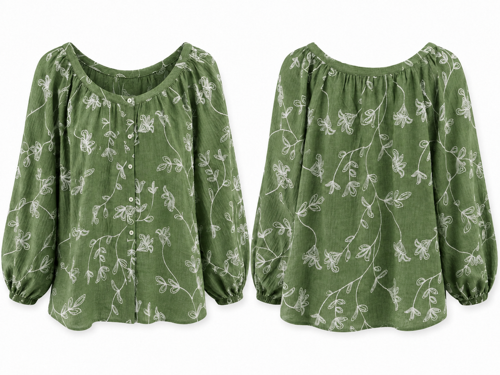 Olive Green Floral Vine Blouse - olivia & martin