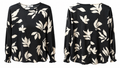 Spin U.S.A. Black & Cream Leaf Print Blouse