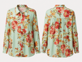 FIG + FLOWER Mint Floral Button-Front Blouse