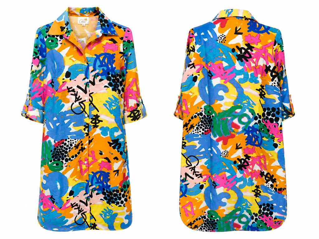Girl Soul Graffiti Print Shirt Dress