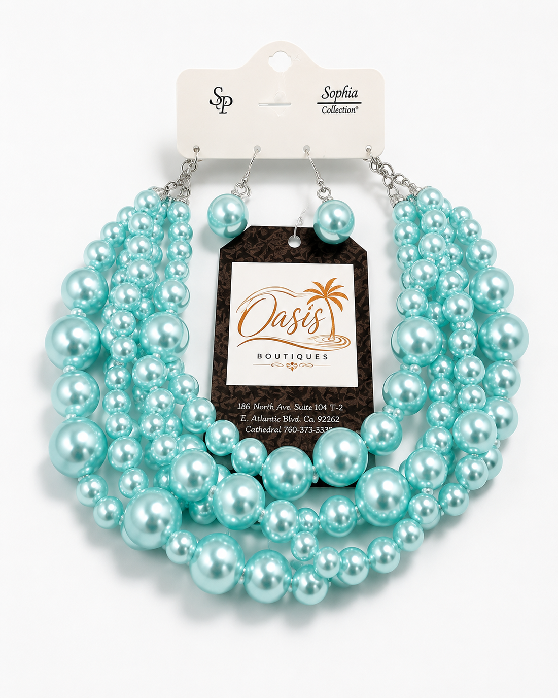 Aqua Pearl Statement Necklace Set