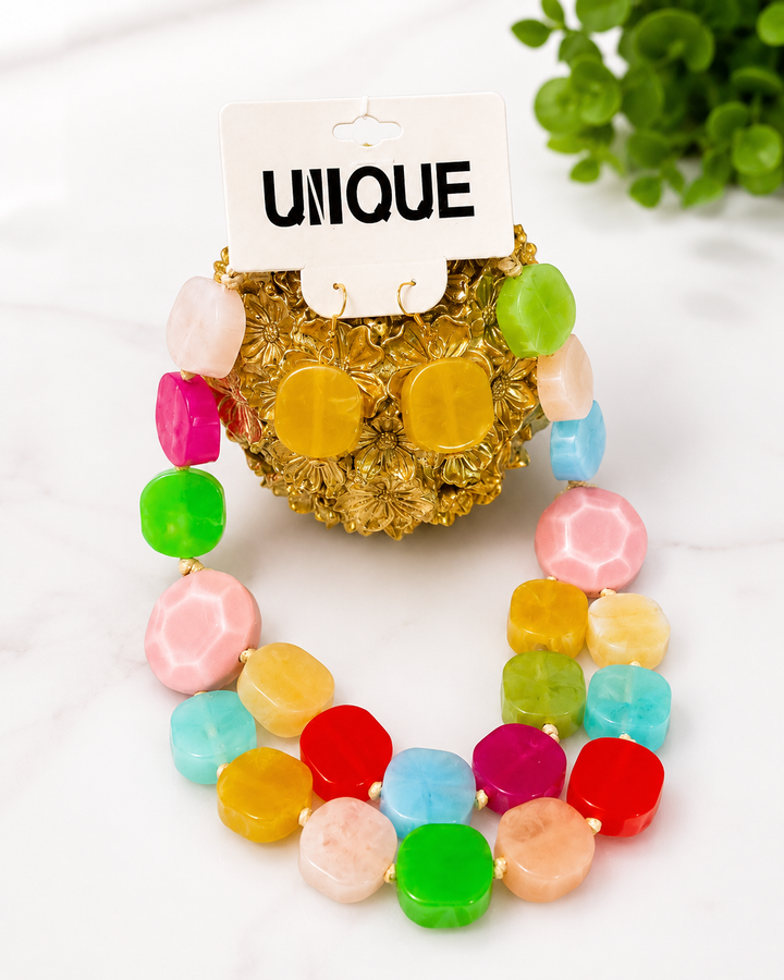 Multi-Color Beaded Necklace Set