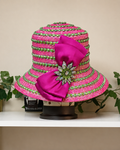 Pink & Green Rhinestone Church Hat - Whittall & Shon Fashion