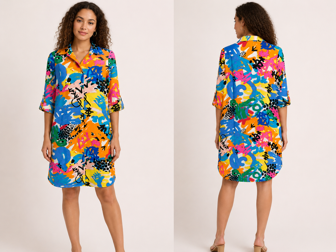 Girl Soul Graffiti Print Shirt Dress