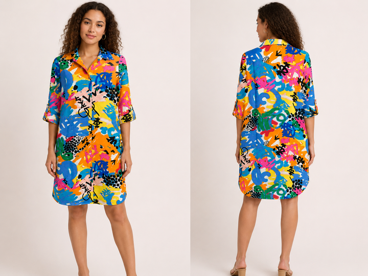 Girl Soul Graffiti Print Shirt Dress