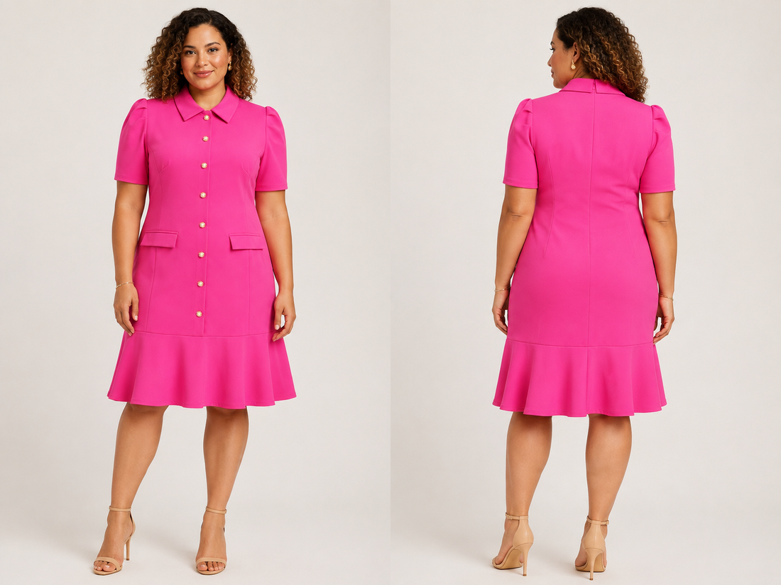 Hot Pink Button-Front Flounce Dress - Shelby & Palmer