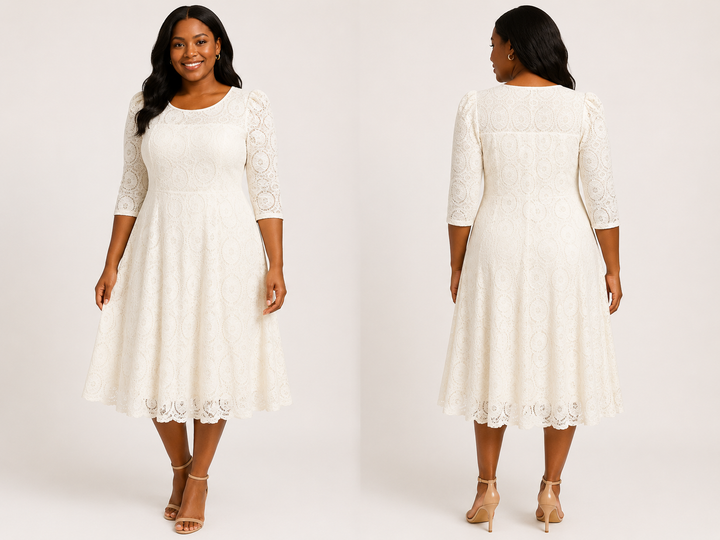 White Lace Fit-and-Flare Dress - rabbit, rabbit, rabbit Designs