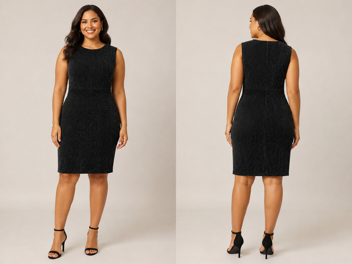 Black Silver Shimmer Sleeveless Dress - Love The Queen