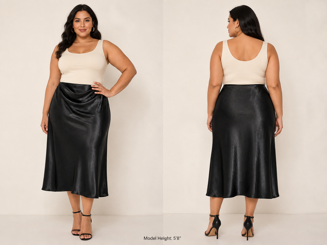 Black Satin Skirt - CALLIGRAPHIE