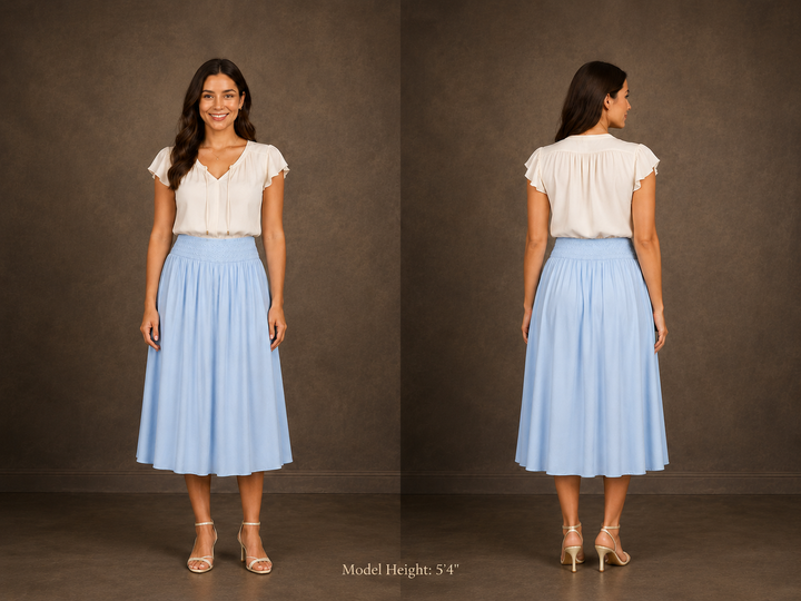 Light Blue Soft Silhouette Flowy Skirt - Gypsie Blu