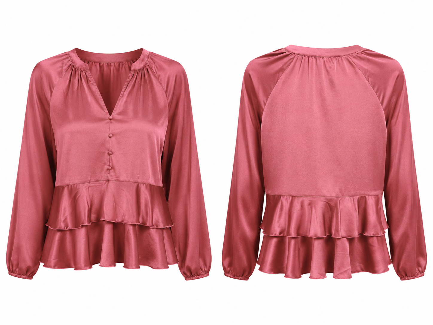 Rose/Burgundy Satin Blouse by Fred&David