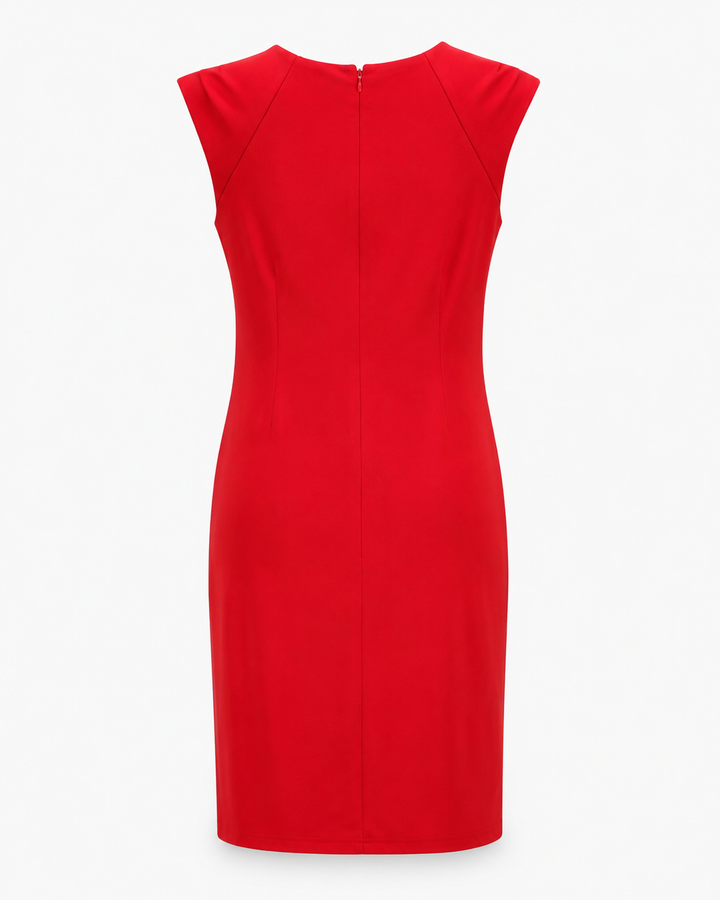 Red Textured Sheath Dress - Enfocus Studio