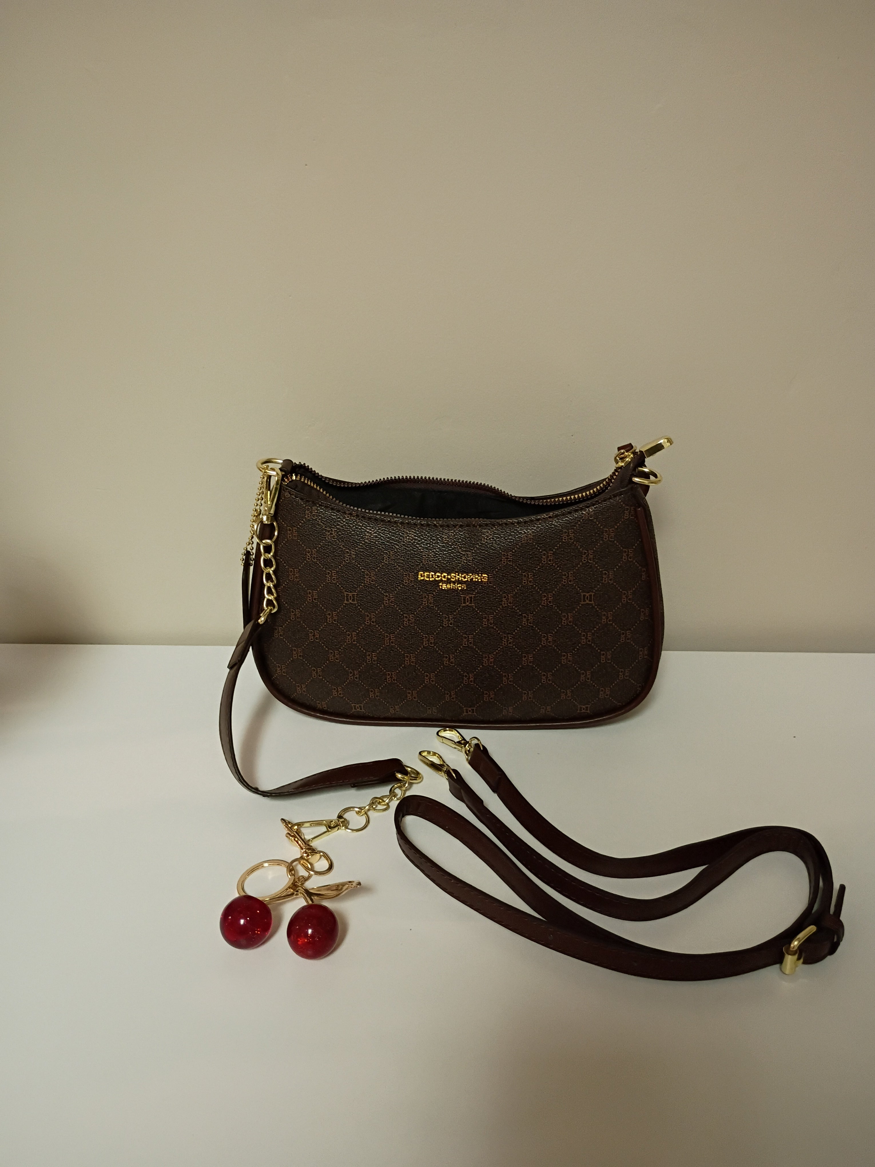 Brown Monogram Crossbody Handbag